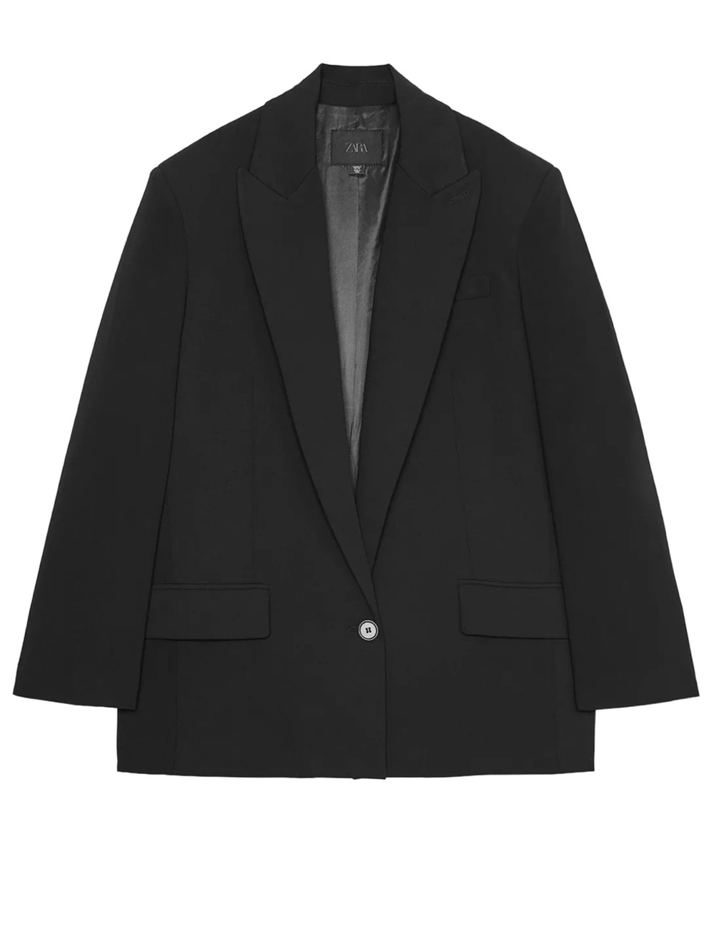 Zara Black Single-Button Tailored Blazer